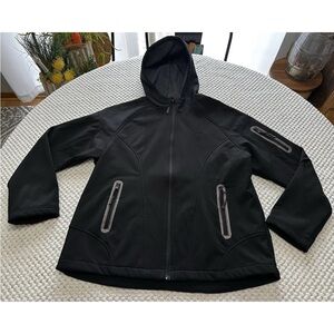 Avia Women’s XL Full Zip Hooded Black Jacket With Arm Pocket.